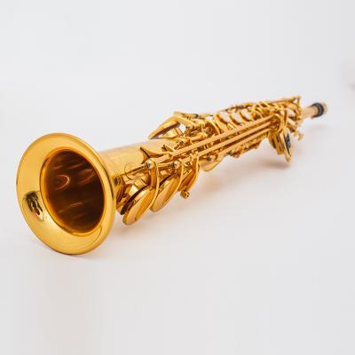 China Professional Gold Lacquer Performance Grade Soprano Bb Straightening Pipe Gold And Copper Saxophone for sale