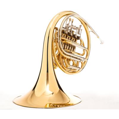 China Factory Wholesale Price Gold Lacquer French Horn With Brass Body And Gold Paint To Fix Bell for sale