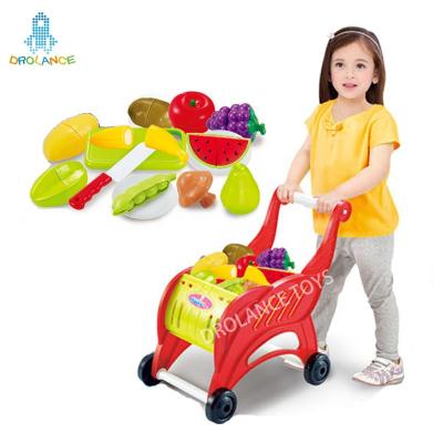 China Popular Playhouse Plastic Shopping Trolley Supermarket Kids Toy Shopping Cart Toy 30*17.5*29.5cm for sale