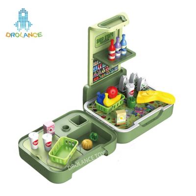 China 3 IN 1 With Accessories 41PCS Latest Design 3 IN 1 Shopping Toy Pretend Play Home Supermarket Toy Briefcase Suitcase Set for sale