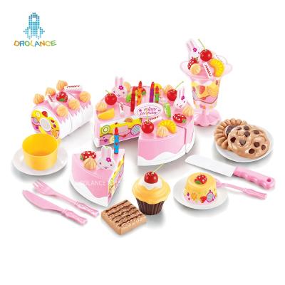 China With Music 75pcs Musical DIY Cutting Toys Pretend Food Cake Play Set Toy Birthday Cake Plastic Toy for sale