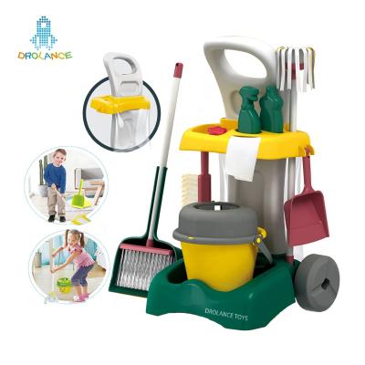 China Cleaning Trolley Toy Funny Cleaning Tools Toys to Toy Set New Arrival Children Cleaner Toy Set For Kids for sale