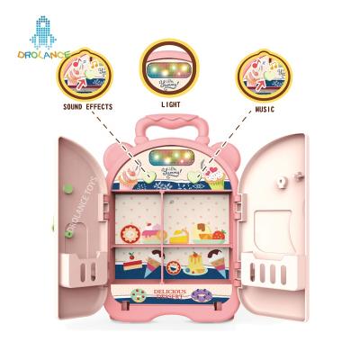 China Carry-On Trolley Healthy Mini Household Appliances Toy House Cooking Plastic Refrigerator Toy With Food Toy for sale