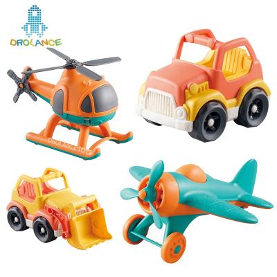 China Toy Factory Direct Sales Construction Vehicle Truck Die-cast Flat Toys Wheat Straw Toy Slide Plastic Baby Toys for sale