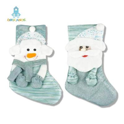 China 2021 Custom Luxury Knitted Fabric Factory Kitted Needlepoint Christmas Stocking for Santa Christmas Decoration for sale