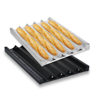 China Multi-Size Food Grade Non Stick 5 Waves Baguette Bakpan Aanpassing Te koop