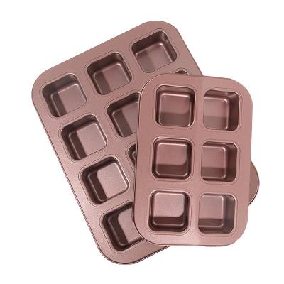 China Square Non - Stick Carbon Steel Mini Bread Mould Cake Home Baking Mould Pan for sale