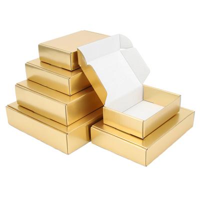 China Custom Size Printed Logo Recycled Materials Laser Cardboard Color Packaging Gold Gift Box Wig White 3-Layer Corrugated Custom Size Small for sale