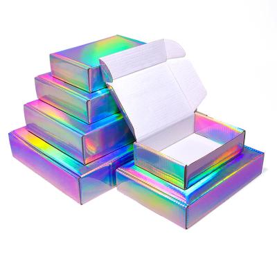 China Custom Size Printed Logo Recycled Materials Laser Cardboard Color Packaging Gold Gift Box Wig White 3-Layer Corrugated Custom Size Small for sale