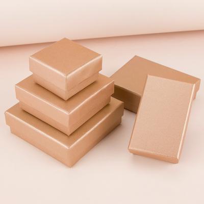 China Gift & Rectangular Craft Champagne Jewelry Gift Box Jewelry Packaging Cardboard Jewelry Storage Box Ring Necklace Box Sponge Lined Cardboard for sale