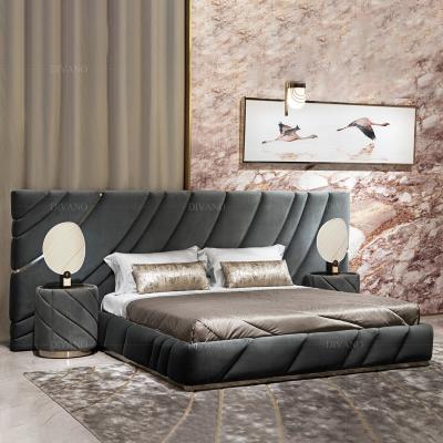 China Full Double Bedroom Storage Bed Queen Size Modern Designer Italian Furniture Tufted Light Luxury Leather Upholstered Bed for sale