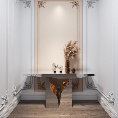 China Modern luxury Italian classic royal sliver designer console table entryway console table modern luxury living silver for sale