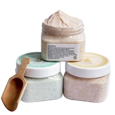 China Etiqueta privada Sal marina natural exfoliantes orgánicos Azúcar exfoliantes corporales en venta