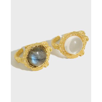 China Semi Precious Rings Sterling Silver Crystal Labradorite Natural Stone Ring CLASSIC Gemstone for sale