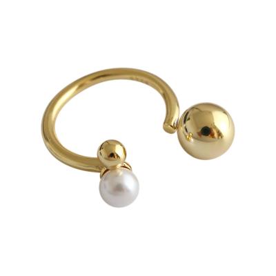 China 925 FASHIONABLE INS Hotsale Silver Women Round Shell Pearl Ring for sale