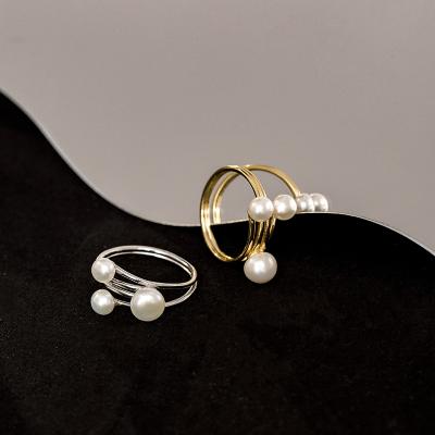 China Fashion Latest Romantic Design 925 Sterling Silver Jewelry Rings Women Adjustable Pearl Ring for sale