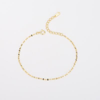 China Initial Sterling Silver 14k Gold Plated Chain Bracelets Girls Minimalist Wholesale Bracelet for sale