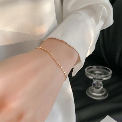 China Wholesale Minimalist Jewelry Women Fashion 925 Sterling Silver Square Chain Bracelet for sale