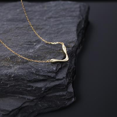 China Romantic Hot Sale Jewelry 925 Sterling Silver V Shape Chain Necklace Minimalist Pendant for sale