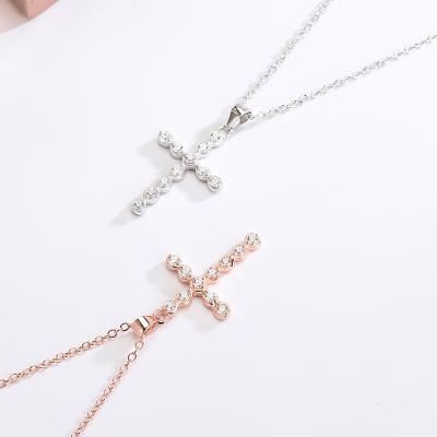 China Religion Religious Jewelry Micro Pave Christian Cz 925 Silver Cross Pendant Necklace for sale