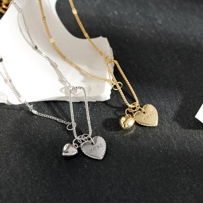 China FASHIONABLE Geometry High Quality 925 Sterling Silver Love Heart Jewelry Pendant Necklace for sale