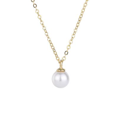 China Simple Design Romantic Shell Bead Pendant High Quality Gold Plated 925 Sterling Silver Pearl Necklace for sale