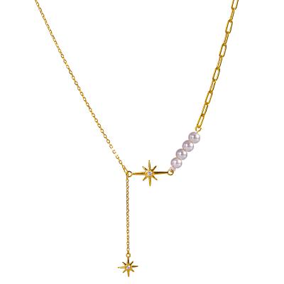 China CZ romantic starburst pearl long chain necklace for sale