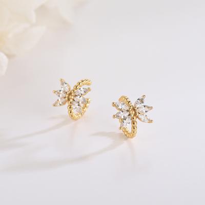 China Cute Zircon Earring Cuff Zircon Stone Butterfly Stud Earrings for sale