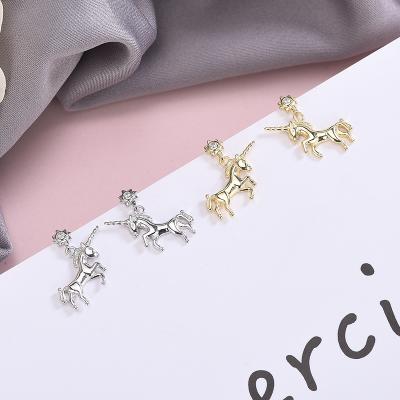 China Cute Initial Personalize Custom Charm Stud Jewelry Unicorn Stud Earrings for sale