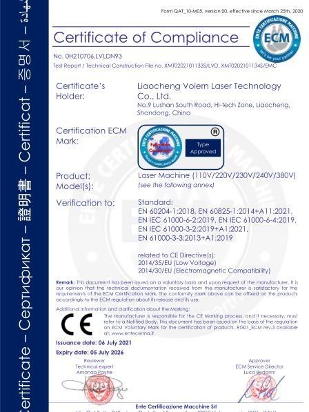 CE - Liaocheng Voiern Laser Technology Co., Ltd.