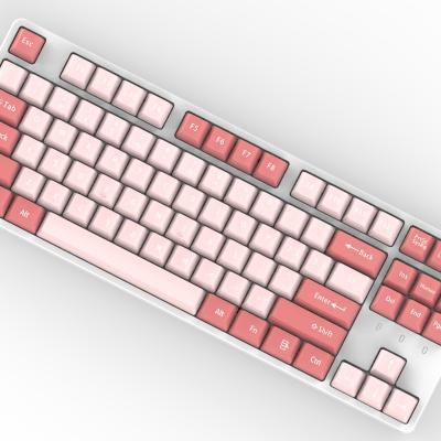 China Simple Anti-ghosting Color Mix Design Keyboards In Pink With Orange Cup Customized Cover In 87 Key Keyboard for sale