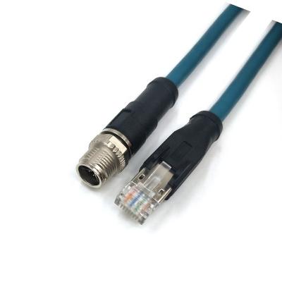 China M12 Automotive X-Code 8pin Male To RJ45 Cable Assembly , Cat6A 26AWG Shielded Industrial Ethernet Cable for sale