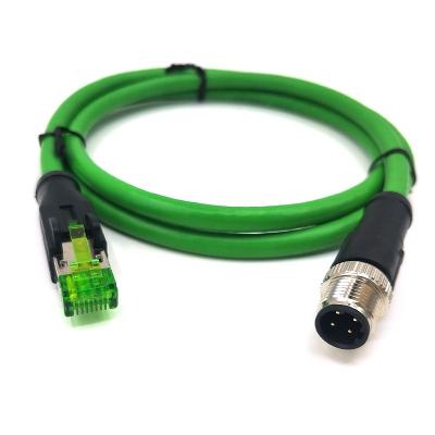 China audio & D Video Custom Male Straight Male Straight Coded 4 Pin M12 Connector M12 To RJ45 Ethernet Cable With 1M PVC for sale