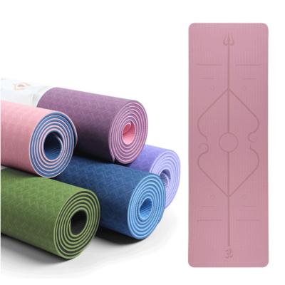 China Wholesale Soft With Position Guide Line 6 Or 8 Mm Double-Layer Pilates Mat For Yoga Tape for sale