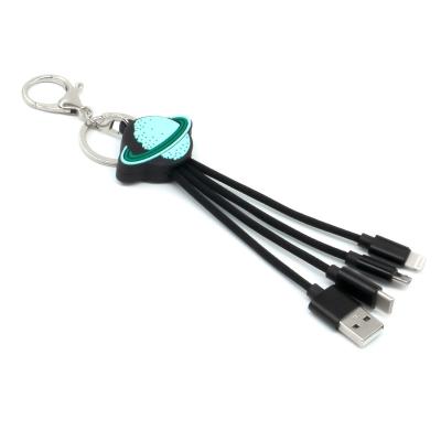 China Cute Style Multi Function Data Transfer Cable Charging Cables Key Chain 3 In 1 Cable Type C Charging Cables For Iphone 11 12 Pro Max for sale