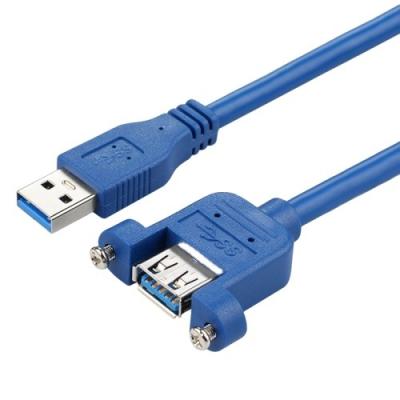 China COMPUTER 2ft USB 3.0 Male to Female USB A Plug Cable with Screw Lock Male to Female USB Panel Mount Extension Cable for sale