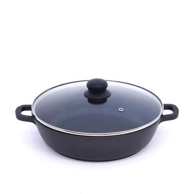 China Sustainable Classic Die Cast Aluminum Non To Bond Shallow Liner Cassers With Tempered Glass And Induction Base Pan for sale