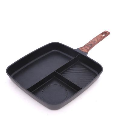 China Viable Die Cast Aluminum Three Section Divided Grill Pan for sale