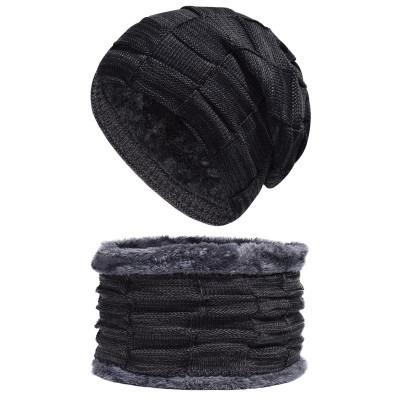 China Medium Winter Mens Knitted Hat Neck Warmer Knitted Hat Scarf Set Scarf Set for sale