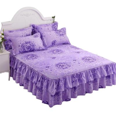 China Graceful Wedding Housewarming Gift Bedspread Bedroom Bedspread Lace Fitted Sheet Bed Cover Floral Home Bedspread Bedspread Fitted Sheet for sale