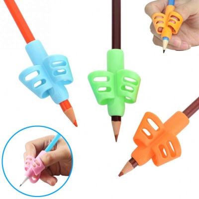 China K553 Kids Pencil Holder Tools 3Pcs/Set Silicone Two Finger Ergonomic Posture Correction Tools Pencil Grip Writing Aid Grip K553 for sale