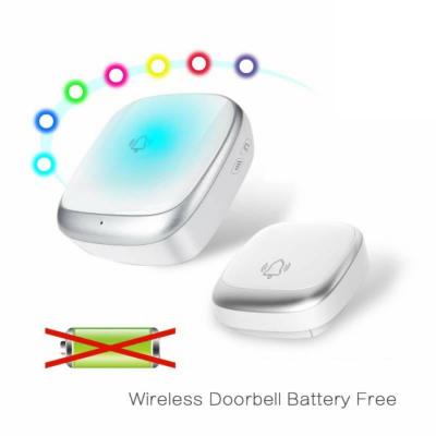 China Modern Plug-in Wireless Self-powered Wireless Doorbell Receiver Doorbell Kit Waterproof 300M Free Battery for sale