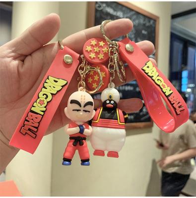 China Hot Cute Dragon Ball Cartoon Son Goku Anime Car Head Chain Key Chain Silicone School Rubber Doll Kid Keyring Gift Pendant for sale