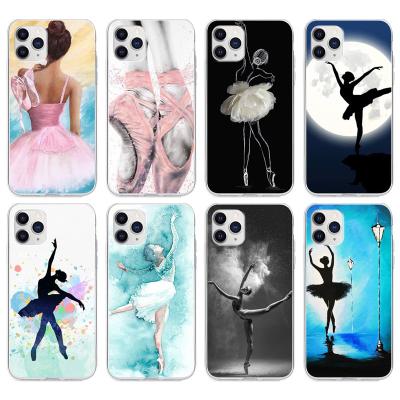 China Swan ballet dance shockproof phone case for iPhone 13 12 11 pro Max Mini Xs X Xr 7 8 6 6s plus transparent SE3 soft cover for sale