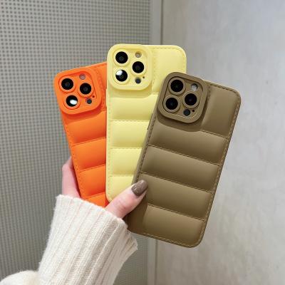 China Soft Shockproof Down Jacket Silicone Phone Case For iPhone 11 12 13 Pro XS Max X XR 7 8 Plus Shockproof Candy Bumper Back Cover for sale