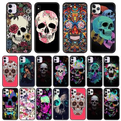 China Shockproof Phone Case For iPhone 13 12 mini 11 pro 7 8 XR max X XS max 6 6S 7 8 plus Skull Flower Shell Soft Cover Se 2020 TPU for sale