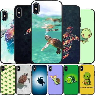 China Small Cute Turtle Black Shockproof Silicone Phone Case For iPhone 13 12 XR XS 6 6S 7 8 PLUS X 11Pro 11 Max SE 5 5S 2020 Max Cover for sale