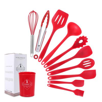 China 2021 Sustainable New Kitchen Cooking Silicone Utensil Set With Bucket Kitchen Accessories for sale