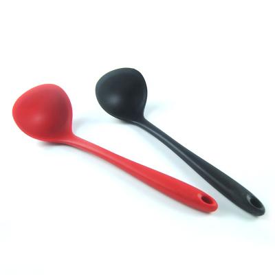 China Viable Heat Resistant Silicone Soup Pocket Kitchen Cooking Long Handle Silicone Soup Pocket Spoons for sale