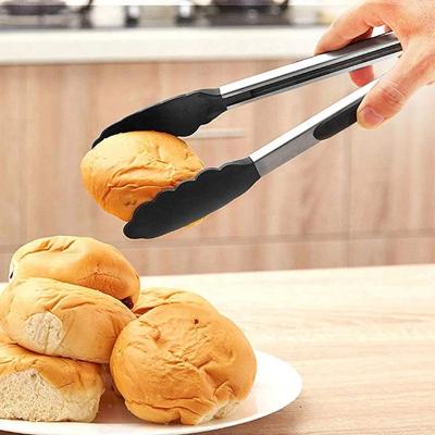 China Viable Colorful BBQ Tongs Silicone Kitchen Tongs Lock Design BBQ Clip Hold Down Stainless Steel Silicone Food Tongs for sale